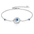 wholesale 925 Sterling Silver Blue Crystal Star Pendant Chain Bracelet For Women-0-0