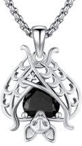 wholesale 925 Sterling Silver Black Onyx Bat Pendant Necklace  Gothic Jewelry for Women and Men Halloween Gift-0-0