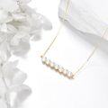 wholesale 14K Gold Freshwater Pearl Bar Chain Necklace 6mm White Pearls Minimalist Jewelry for Women Girls Gift Boxed-0-2