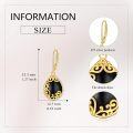 wholesale 925 Sterling Silver Black Onyx Teardrop Filigree Leverback Earrings - Bohemian  for Women-0-4