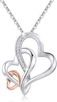wholesale S925 Sterling Silver Infinity Love Heart Necklace for Grandma Gifts Jewelry Rose Gold/Golden Tone Mother's Day Birthday Gifts-Generation Necklace A