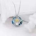 TOUPOP Sterling Silver Blue Crystal Celtic Tree Of Life Pendant Necklace-0-3