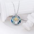 TOUPOP Sterling Silver Blue Crystal Celtic Tree Of Life Pendant Necklace-0-3