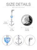 wholesale 925 Sterling Silver Anchor Belly Button Ring with Blue Heart Stone Navel Piercing Jewelry for Women Gifts-0-4