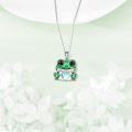 wholesale 925 Sterling Silver Green Enamel Heart Moonstone Frog Pendant Necklace for Women Gifts-0-3