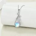 wholesale 925 Sterling Silver Blue Moonstone Swirl Floral Pendant Necklace for Women and Teen Girls-0-1