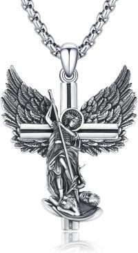 wholesale 925 Sterling Silver Angel of Protection Cross Pendant Necklace for Women & Men - Religious s-Saint Michael #1