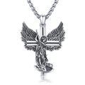 wholesale 925 Sterling Silver Angel of Protection Cross Pendant Necklace for Women & Men - Religious s-0-0