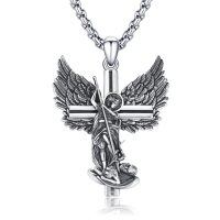 wholesale 925 Sterling Silver Angel of Protection Cross Pendant Necklace for Women & Men - Religious s-Saint Michael #1