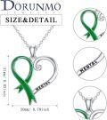 wholesale 925 Sterling Silver Green Mental Health Awareness Heart Ribbon Pendant Necklace-0-1