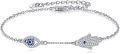 wholesale 925 Sterling Silver Evil Eye & Hamsa Hand Layered Bracelet Protection Amulet Jewelry for Women-0-0