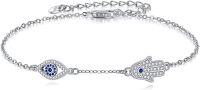 wholesale 925 Sterling Silver Evil Eye & Hamsa Hand Layered Bracelet Protection Amulet Jewelry for Women-Evil Eye Hamsa Bracelet
