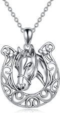 wholesale 925 Sterling Silver Celtic Knot Horse Head Pendant Necklace Good Luck Charm Jewelry for Women and Girls-0-0