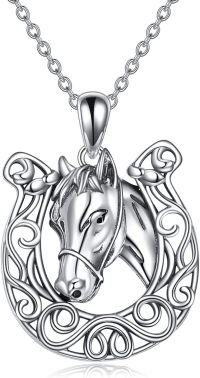 wholesale 925 Sterling Silver Celtic Knot Horse Head Pendant Necklace Good Luck Charm Jewelry for Women and Girls-Horseshoe Horse