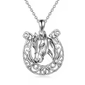 wholesale 925 Sterling Silver Celtic Knot Horse Head Pendant Necklaces Wholesale Good Luck Charm Jewelry for Women and Girls-0-0