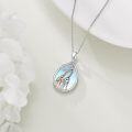 wholesale 925 Sterling Silver Teardrop Giraffes Pendant Necklace with Blue Background and Black Spots-0-3