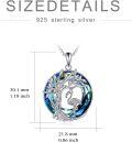 wholesale 925 Sterling Silver Flamingo Tree of Life Blue Crystal Pendant Necklace-0-3