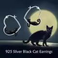 wholesale 925 Sterling Silver Cat Heart Hoop Dangle Earrings Wholesale Cute s for Women-0-5