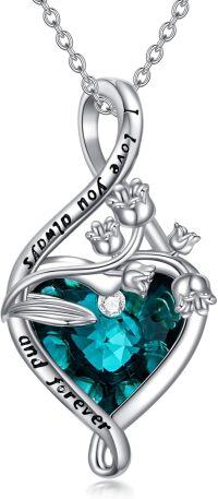 wholesale 925 Sterling Silver Birthstone Birth Flower Necklace Pendant Jewelry-May-Lily of the Valley