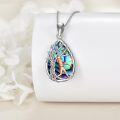 wholesale 925 Sterling Silver Abalone Shell Tree of Life Pendant Necklace with Rose Gold Figurine and Chain for Women Girls  45cm Length-0-3