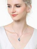 wholesale 925 Sterling Silver Blue Crystal Dolphin Pendant Necklace s for Women Girls Mom Girlfriend-0-2