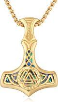 wholesale Gold 925 Sterling Silver Abalone Norse Jewelry Mjolnir Pendant Necklace  for Men-0-0