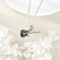 wholesale 925 Sterling Silver Electric Guitar Necklace with Black Enamel and CZ Stones Musical Instrument Jewelry for Women Girls Gift 48 Chain Length-0-3