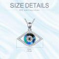 wholesale 925 Sterling Silver Blue Abalone Shell Evil Eye Pendant Necklace with Cubic Zirconia - Greek Protection Jewelry for Women-0-5