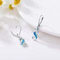wholesale 925 Sterling Silver Blue Opal Sea Horse Leverback Drop Dangle Earrings for Women - Ocean Beach  Idea-0-4