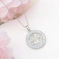 wholesale 925 Sterling Silver Opal Round Allah Pendant Necklace for Women Islamic Muslim -0-4