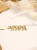 wholesale 925 Sterling Silver Mama Letters Pendant Necklace With Cubic Zirconia-0-1