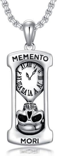 wholesale 925 Sterling Silver Gothic Hourglass Skull Pendant Necklaces for Women Men Gifts-Style 4