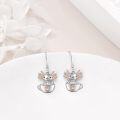 wholesale 925 Sterling Silver Angel Cup and Saucer Charm Dangle Earrings for Women Girls Gifts-0-2