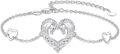 wholesale 925 Sterling Silver Heart-Shaped Double Horse Charm Adjustable Bracelet for Women-0-0