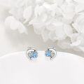 wholesale 925 Sterling Silver Dolphin Stud Earrings with Blue Crystal Stone - Cute Ocean Sea Life  for Her-0-4