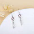 wholesale 925 Sterling Silver Baseball Drop Earrings with Red Stitching and Long Bar Pendant-0-2