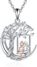 wholesale 925 Sterling Silver Tree of Life Fairy Swing Pendant Necklace - Sister Gift for Women's Jewelry Birthdays & Mothers' Days-0-0