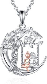 wholesale 925 Sterling Silver Tree of Life Fairy Swing Pendant Necklace - Sister Gift for Women's Jewelry Birthdays & Mothers' Days-two sister