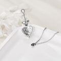 wholesale 925 Sterling Silver Heart Angel Wing Cremation Keepsake Pendant Necklace with Funnel and Fill Tool Gift Boxed for Women/Men/Grandma Memorial Jewelry-0-2