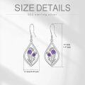 wholesale 925 Sterling Silver Scottish Thistle Dangle Earrings with Purple CZ Stones for Women Gifts-0-4