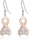 wholesale 925 Sterling Silver Pink Ribbon Survivor Heart Drop Earrings - Breast Cancer Awareness  for Women-0-0