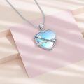 wholesale 925 Sterling Silver Heart-Shaped Love Message Moonstone & Turquoise Pendant Necklace-0-3