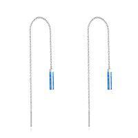wholesale 925 Sterling Silver Blue Opal Threader Earrings with Long Chain and Leaf Design for Women Gift Ideas-2-Bar