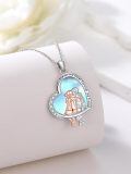 wholesale 925 Sterling Silver Heart Pendant With Sister Hug Design In Soft Blue And Rose Gold-0-2
