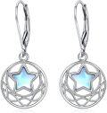 wholesale 925 Sterling Silver Star Moonstone Leverback Dangle Earrings for Women-0-0