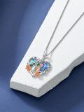 wholesale 925 Sterling Silver Heart-Shaped Pendant with Two Sisters and Roses Forever Friendship Necklace-0-3