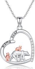 wholesale 925 Sterling Silver Mama Bear Family Pendant Necklaces for Women Girls-0-0