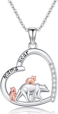 wholesale 925 Sterling Silver Mama Bear Family Pendant Necklaces for Women Girls-Bear-2