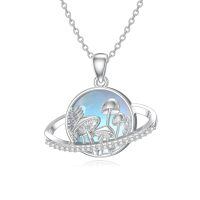 wholesale 925 Sterling Silver Mushroom Planet Luminous Pendant Necklace-02-Mushroom Saturn Necklace