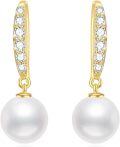 wholesale 10K Gold Pearls & Cubic Zirconia Drop Earrings for Women-0-5